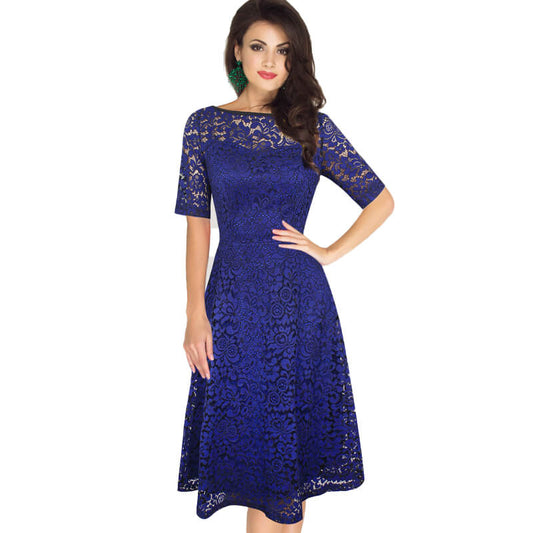 Vintage Party Dress Lace Half Sleeve Dress Women Plus Size Dress 2020 Fashion Dress