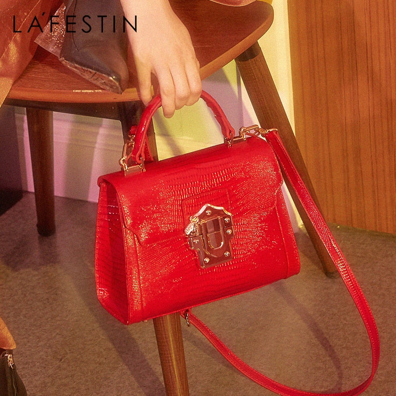 LA FESTIN 2021 New Women Serpentine Messenger Luxuury Leather Handbag Fashion Classic Crossbody One-shoulder Top Handle Tote Bag