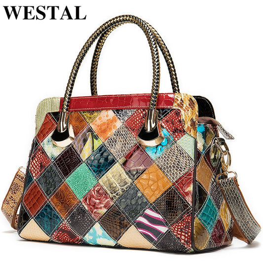 WESTAL womens genuine leather handbags women&#39;s leather luxury handbags women bags designer top-handle bags messenger bag female