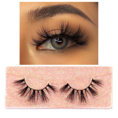 FOXESJI Makeup Eyelashes 3D Mink Lashes Fluffy Soft Wispy Natural Cross Lash Extension Reusable Fake Lashes Mink False Eyelashes