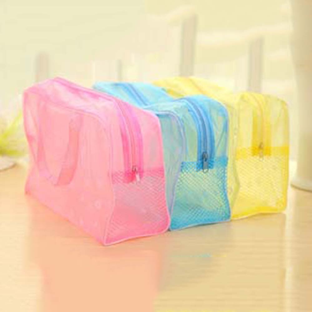 Waterproof Women Swimming Bags Floral Print Transparent Makeup Cosmetic Bag Zipper Traveling Toiletry Bathing Storage Pouch