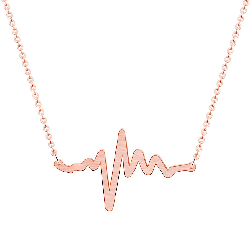 EKG Heartbeat Necklaces Nurse Doctor Clavicle Medical Stethoscope Heart Beat Wave Necklaces Stainless Steel Jewelry Couple Gifts