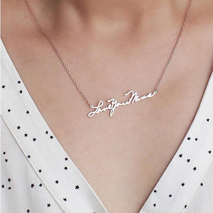 Personalized Stainless Steel Name Plate Necklace For Women Handwriting Handmade Signature Fashion Choker Chain Jewelry Couple BF