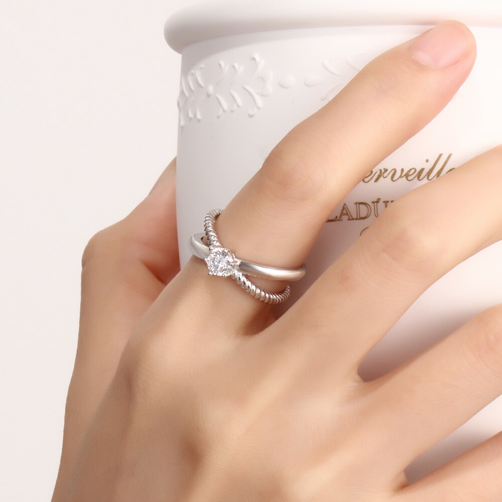 Personalized Custom Name Rings for Women X shape Crossed Engrave Wedding Engagement Ring with Zircon Jewelry (JewelOra RI103946)