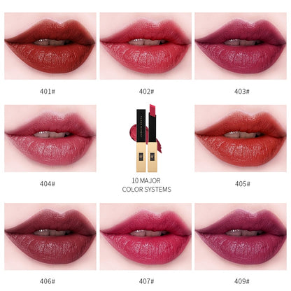 Pudaier Luxury Velvet Matte Lipstick for Lip Square Small Gold Bars Matt Lipstick Waterproof Makeup Lip Stick Tint Lip Gloss Red