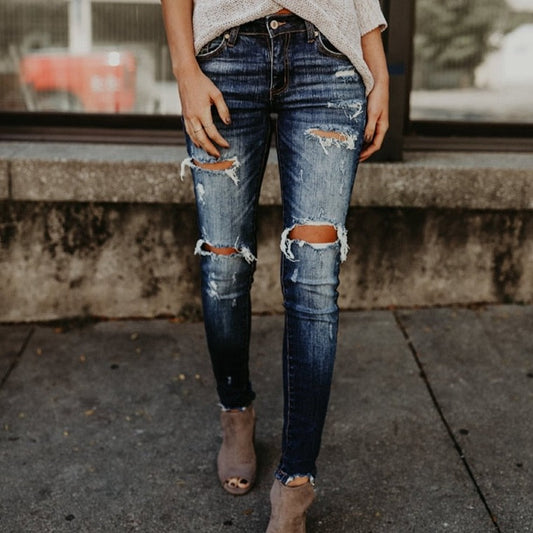 Boyfriend Hole Ripped Jeans Women Pants Cool Denim Vintage skinny push up jeans High Waist Casual ladies jeans Slim mom jeans