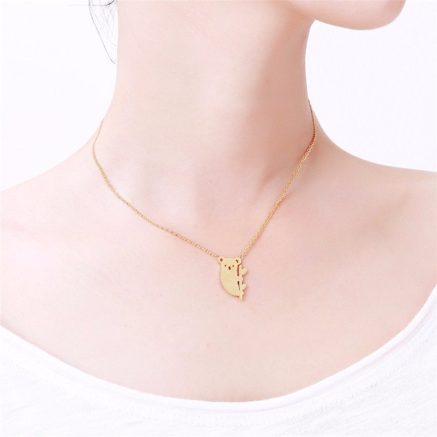 GORGEOUS TALE Jewelry Collier Stainless Steel Chain Butterfly Elephant Panda Birds Pendants Bijoux Femme Choker Necklaces Women