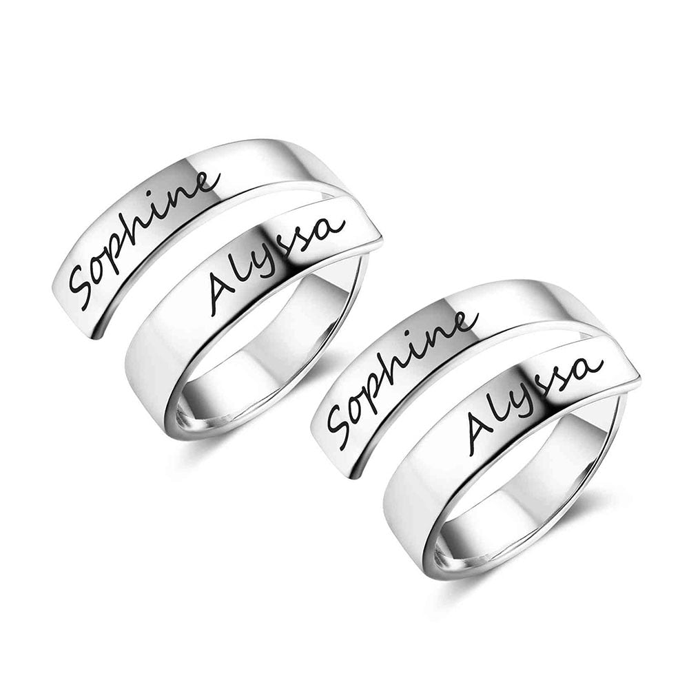 Personalized Gift Customized Engraved Name Stainless Steel Adjustable Rings for Women Anniversary Jewelry (JewelOra RI102973)