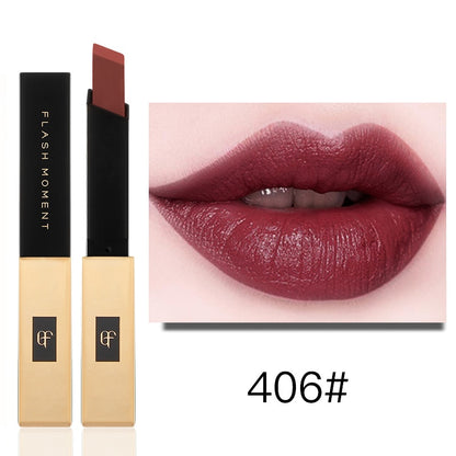 Pudaier Luxury Velvet Matte Lipstick for Lip Square Small Gold Bars Matt Lipstick Waterproof Makeup Lip Stick Tint Lip Gloss Red