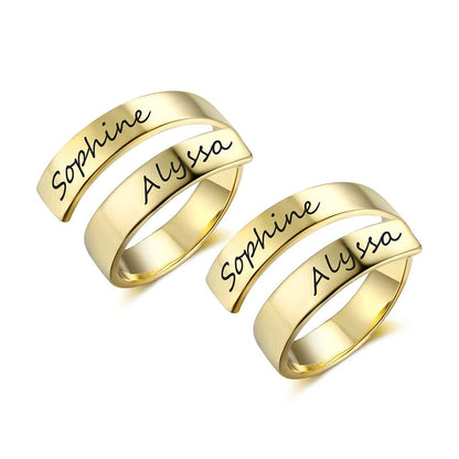 Personalized Gift Customized Engraved Name Stainless Steel Adjustable Rings for Women Anniversary Jewelry (JewelOra RI102973)