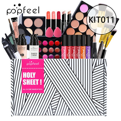 POPFEEL All In One Makeup Kit(Eyeshadow, LiGloss,Lipstick,Brushes,Eyebrow,Concealer)Beauty Cosmetic Bag