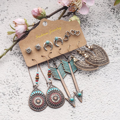 Sundry Fashion Bundles of Women's Vintage Boho Earrings Dangler Eardrop Jewelry Accessories Sets