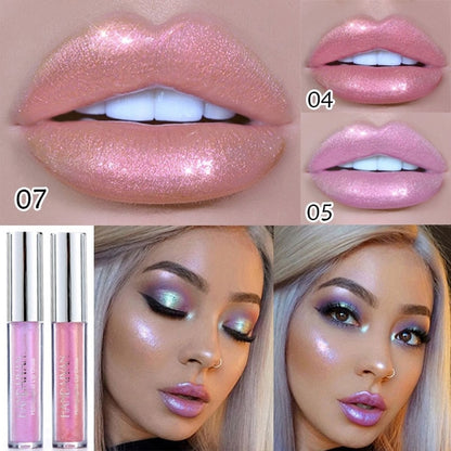 Polarized Lip Gloss Longlasting Mermaid Glitter Lipstick Waterproof Moisturize Jelly Luminous Glitter Lipgloss Lip Makeup 6color