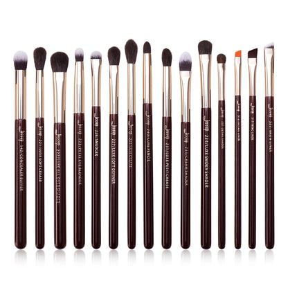 Jessup Makeup Brushes Set 15pcs professional Make up Brush Eyeliner Shader Natural-synthetic Rose-carmin/Silver