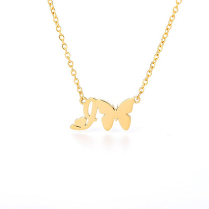 A-Z initial letter necklace pendant Lovely butterfly heart NecklaceChoker necklace Charm Jewelry Men Handmade Accessoires