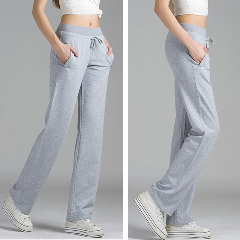 Casual Elastic High Waist Sweatpants Women Oversized 4xl Lace Up Joggers Classic Straigh Pants Solid Color Spring Summe Pantalon