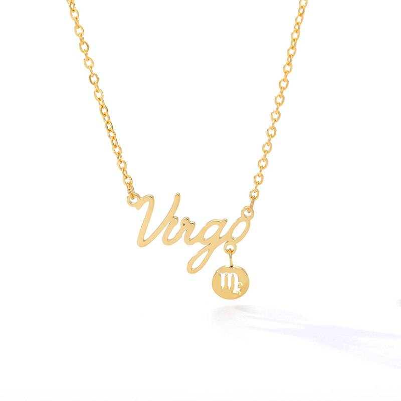 Virgo Libra Sagittarius Constellations Pendants Stainless Steel Charm Jewelry Necklaces For Best Birthday Gift Feminino