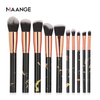 MAANGE 10Pcs Professional Makeup Brush Set Tools Powder Foundation Eyeshadow Lip Eyeliner Blush Marble Face Makeup Brushes