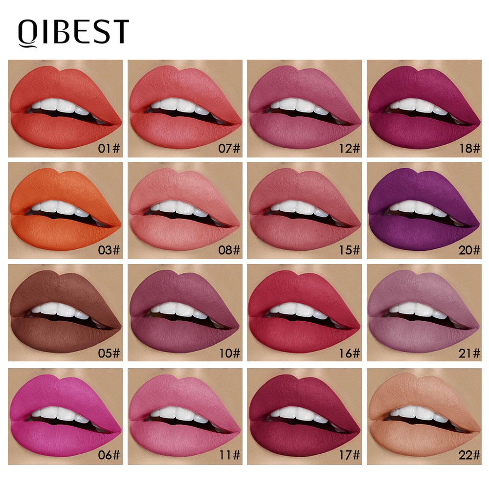 QIBEST Liquid Lipstick Waterproof Lipgloss 24 Color Lipgloss Lipstick Lips Makeup Cosmetic Long Lasting Lip Tint Lip Gloss Matte