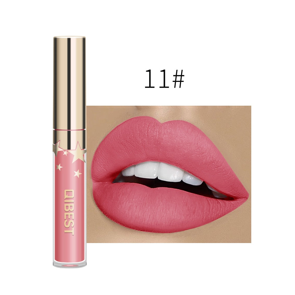 QIBEST Liquid Lipstick Waterproof Lipgloss 24 Color Lipgloss Lipstick Lips Makeup Cosmetic Long Lasting Lip Tint Lip Gloss Matte