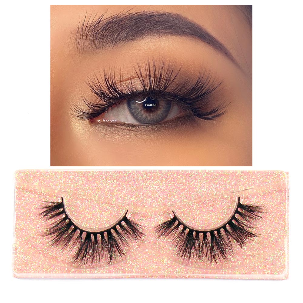 FOXESJI Makeup Eyelashes 3D Mink Lashes Fluffy Soft Wispy Natural Cross Lash Extension Reusable Fake Lashes Mink False Eyelashes