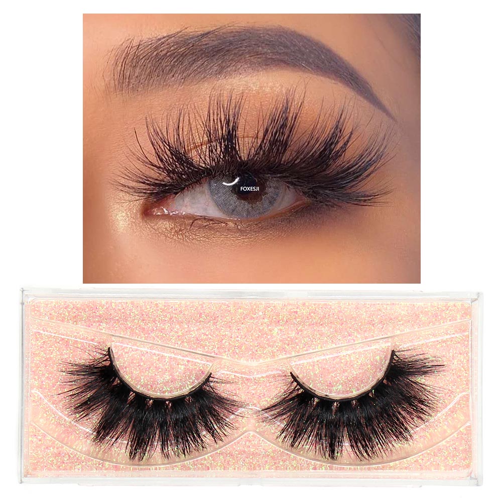 FOXESJI Makeup Eyelashes 3D Mink Lashes Fluffy Soft Wispy Natural Cross Lash Extension Reusable Fake Lashes Mink False Eyelashes