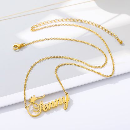 Custom Name Necklace For Women With Crown Personalized Stainless Steel Nameplate Choker Necklaces Birthday Jewelry Gift