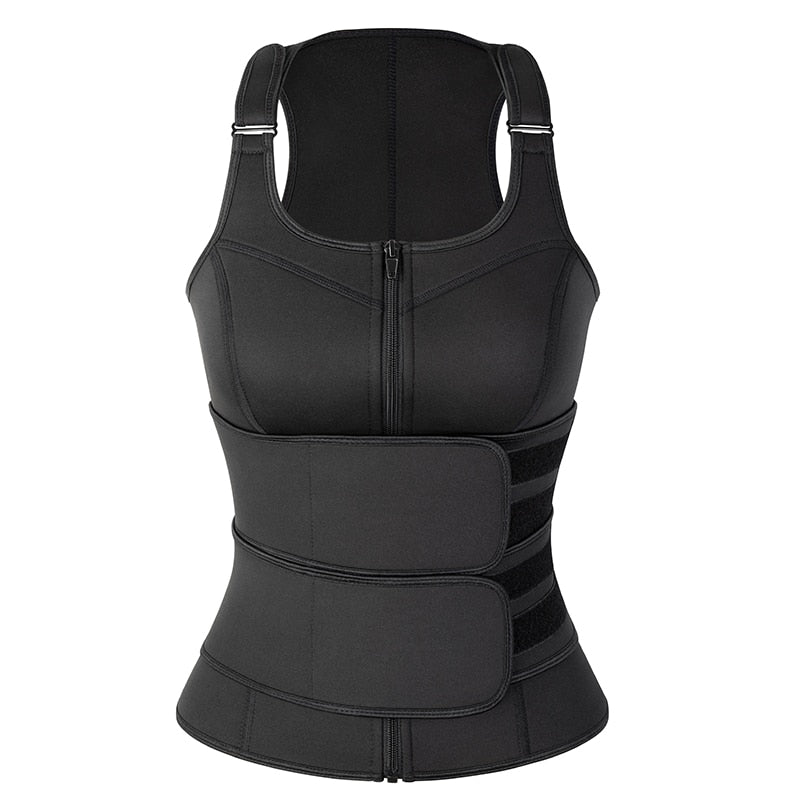 Neoprene Workout Body Shaper Sauna Waist Trainer Corset Vest for Women Weight Loss Sweat Vest Double Tummy Control Trimmer Belts