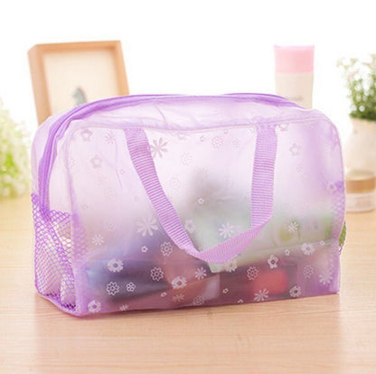 Waterproof Women Swimming Bags Floral Print Transparent Makeup Cosmetic Bag Zipper Traveling Toiletry Bathing Storage Pouch