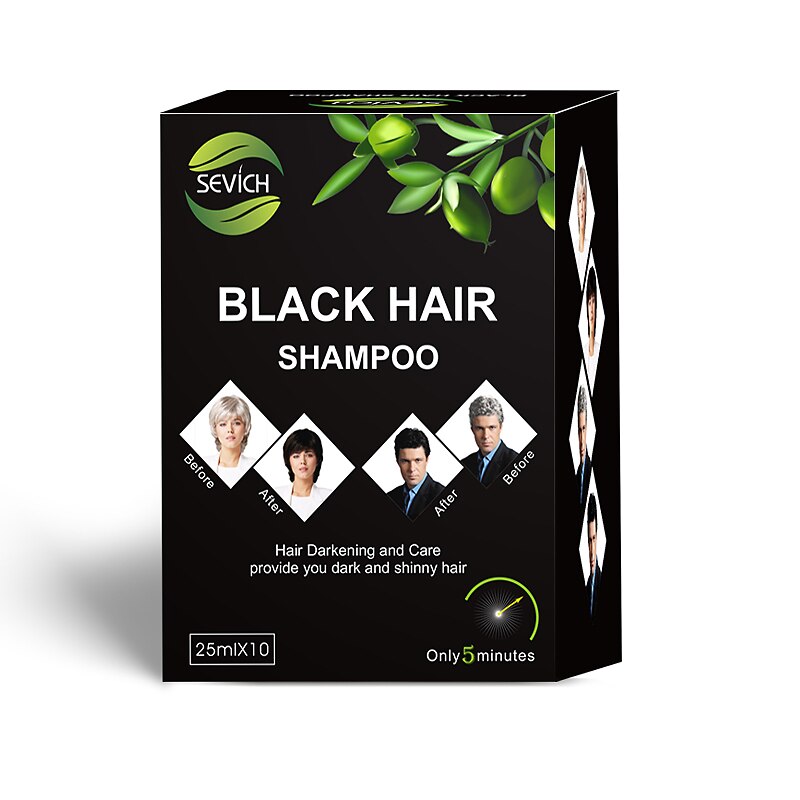 Sevich 10pcs/lot Hair Color Shampoo 15 Minutes Fast Hair Color Gel For Men and Women Hair Color Product Instant Black Hair