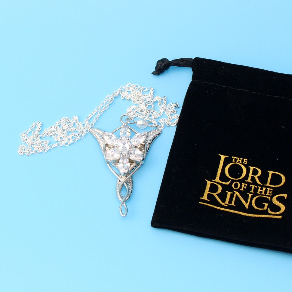 925 Sterling Sliver Wedding Jewelry Lord Princess Arwen Evenstar Pendant Necklaces for Women Arwen Crystal