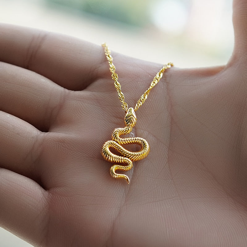 Goth Snake Pendant Necklace For Women Stainless Steel Gold Color Necklaces 2022 Trend Aesthetic Jewelry choker collares mujer