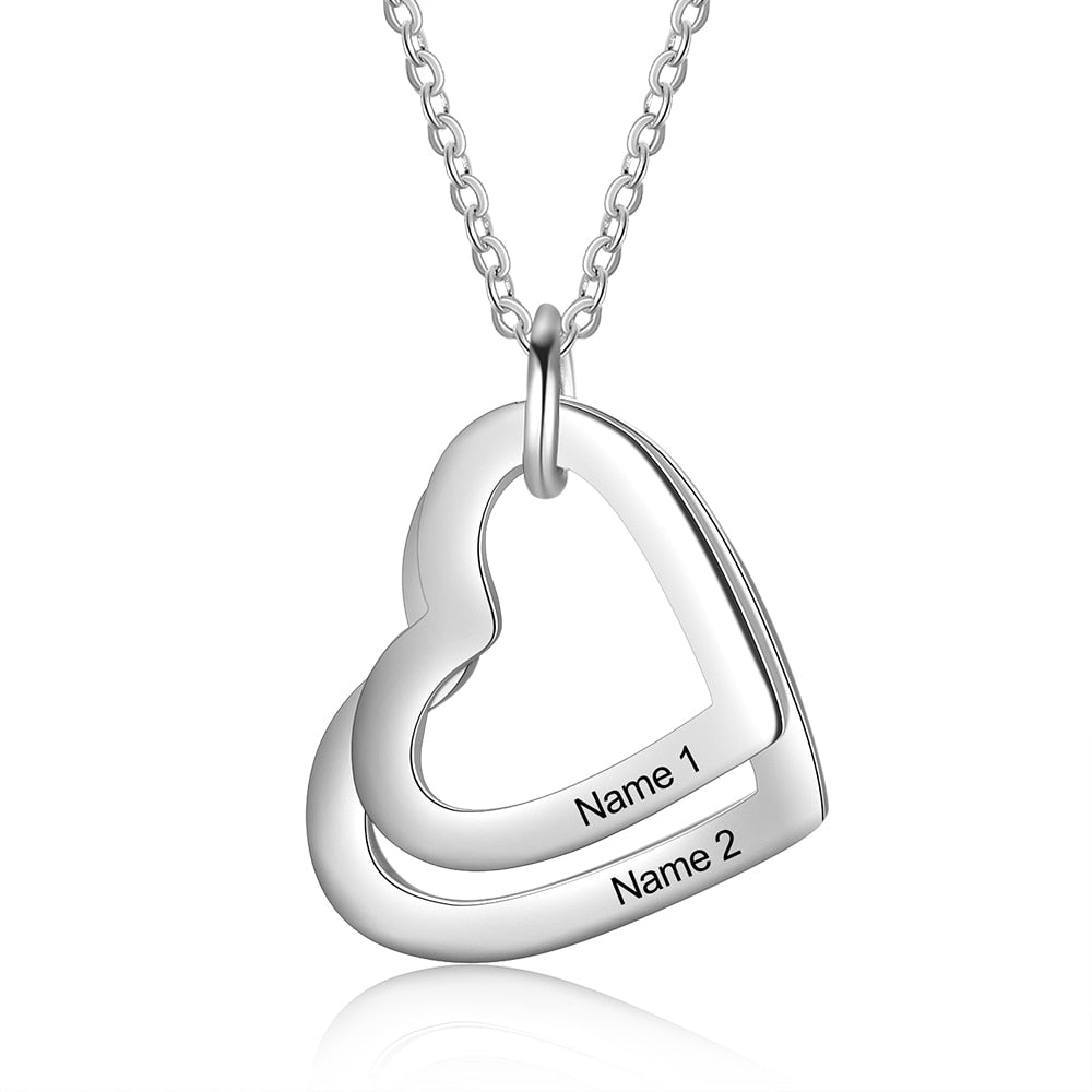 JewelOra Personalized Family Necklace with 2-4 Names Stainless Steel Heart Engraved Necklace for Mother Pendants Jewelry