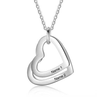 JewelOra Personalized Family Necklace with 2-4 Names Stainless Steel Heart Engraved Necklace for Mother Pendants Jewelry