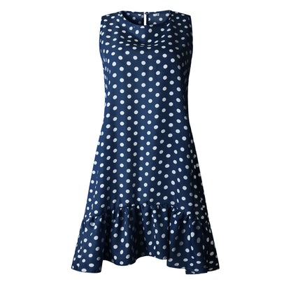 Women Summer Dress Ruffles Polka Dot Sleeveless Mini Dresses Plus Size Casual Loose Black Beach Sundress 2022 Women Clothes