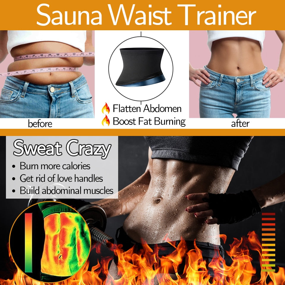 Sauna Waist Trimmer Belly Wrap Workout Sport Sweat Band Abdominal Trainer Weight Loss Body Shaper Tummy Control Slimming Belt