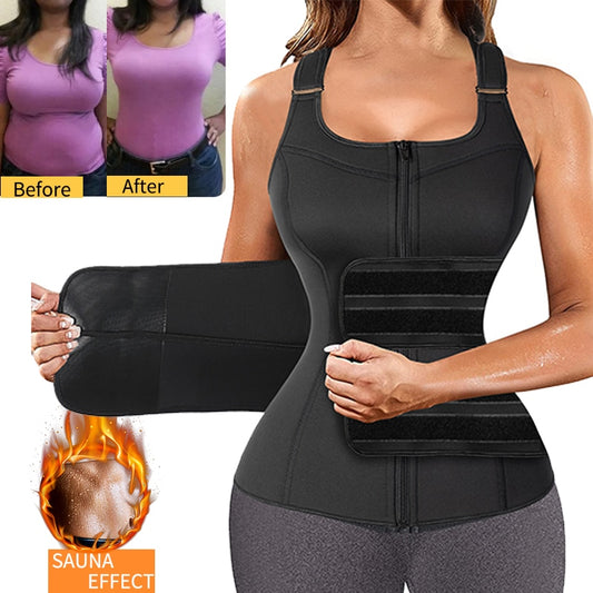 Neoprene Workout Body Shaper Sauna Waist Trainer Corset Vest for Women Weight Loss Sweat Vest Double Tummy Control Trimmer Belts