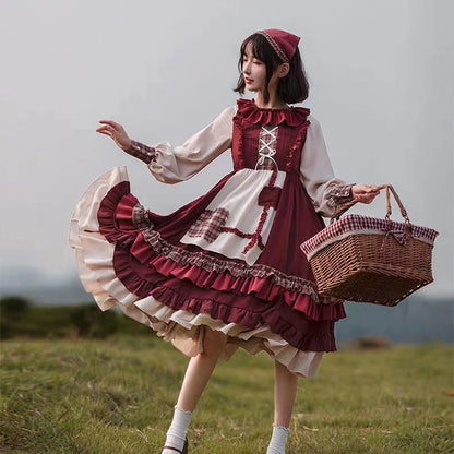 Sweet girls Lolita Dress Royal Fairy Soft Sister Princess LOLITA Dress Female Ruffles Stitching Original Cute Gown Dress F1428