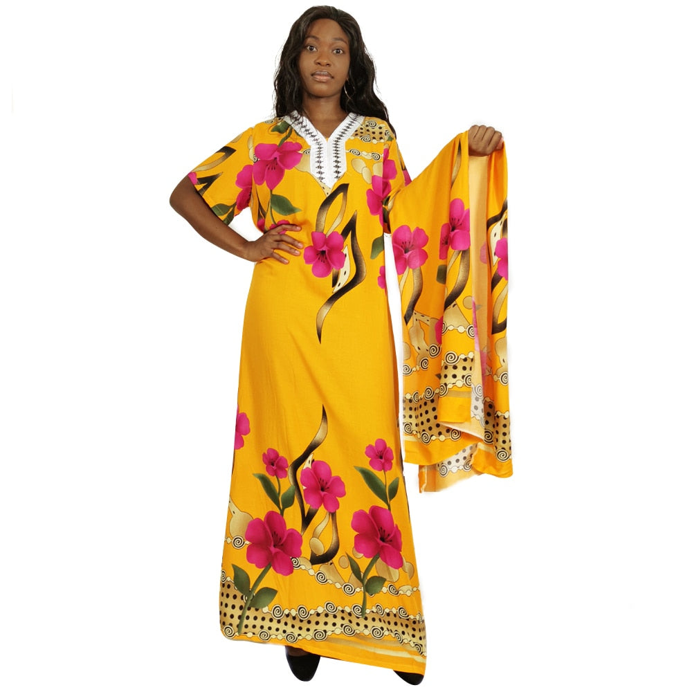 Mr Hunkle Multicolor V-Neck Short Sleeve Embroidery Floral Dress Women Autumn Fashionable Casual Boho Loose Maxi Dresses