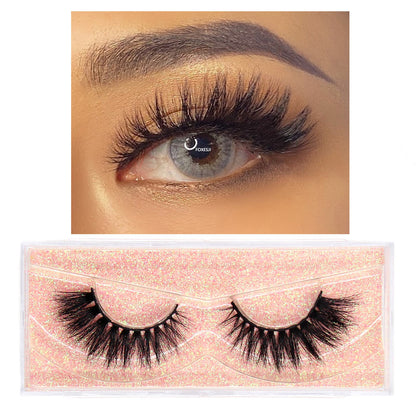 FOXESJI Makeup Eyelashes 3D Mink Lashes Fluffy Soft Wispy Natural Cross Lash Extension Reusable Fake Lashes Mink False Eyelashes