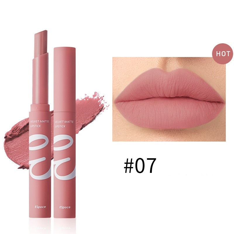 Waterproof Matte Velvet Lipstick  12 Colors Long Lasting Red  Pink Lipsticks Non Stick Nude Series  Lip Tint  Cosmetic Makeup