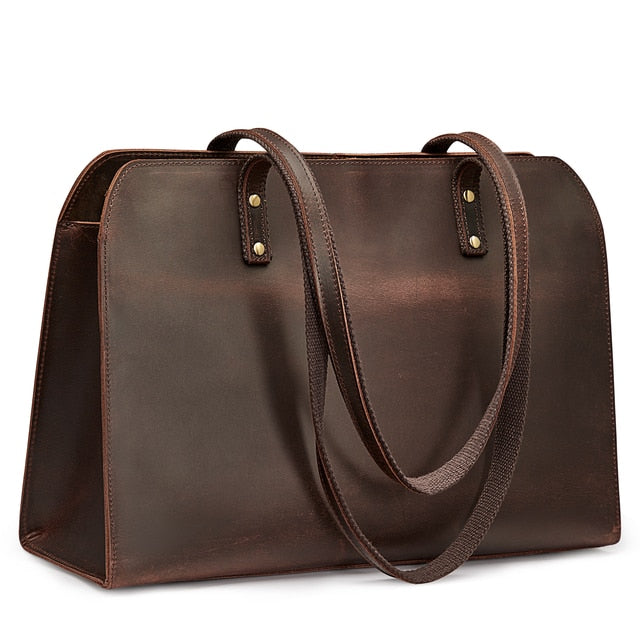 S-ZONE Women Leather Tote Multi-Pocket Large Shoulder Bag Ladies Work Handbag Purse with Tassel