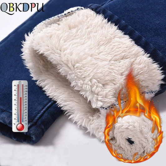 Super Warm Skinny Lambswool Jeans Women Fleece Liner High Waist Denim Pants Korean Fashion Thicken Pencil Vaqueros Pantalones