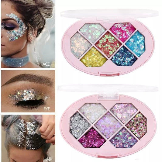 NEW Eye 7 Colors Glitter Diamond Sequins Five Pointed Star Fragment Moon Eyeshadow Pigment Professional Eye Makeup Palette