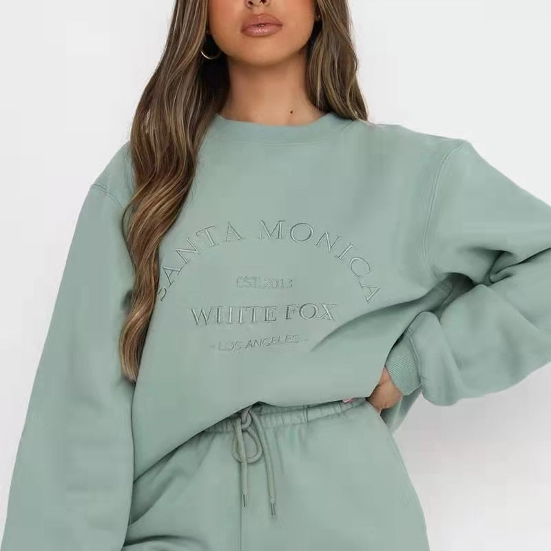 Embroidery Letter White Vintage American Oversized Sweatshirt Women Streetwear New Long Sleeve Casual Girl Tops Winter 2022