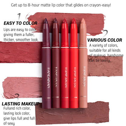 Matte Nude Lipstick Lip Liner 2 in 1 Long Wearing Waterproof Lip Ink Crayon Built-in Sharpener Professional Makeup for Women