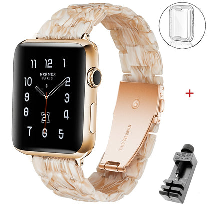 Resin strap for apple watch band 6 5 44mm 42mm 38mm correa transparent bracelet for iwatch 6 series 6 se 5 4 3/2 watchband 40mm