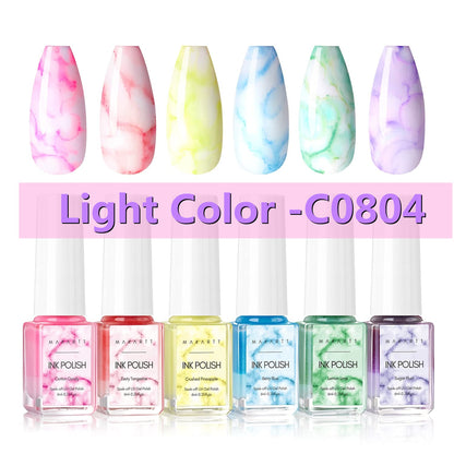 Makartt Marble Nail Polish,Blooming Gel Nail Polish Color Changing Nail Polish Alcohol Nail Ink Watercolor Blossom Gel Polish