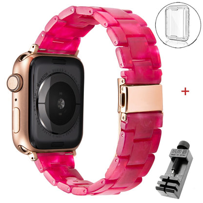 Resin strap for apple watch band 6 5 44mm 42mm 38mm correa transparent bracelet for iwatch 6 series 6 se 5 4 3/2 watchband 40mm