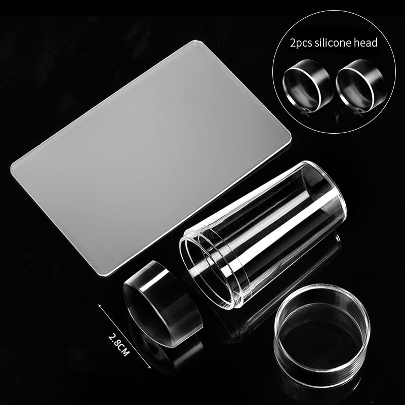 Transparent Nail Stamper with Scraper Jelly Silicone Stamp for French Nails Manicuring Kits Nail Art Stamping Tool